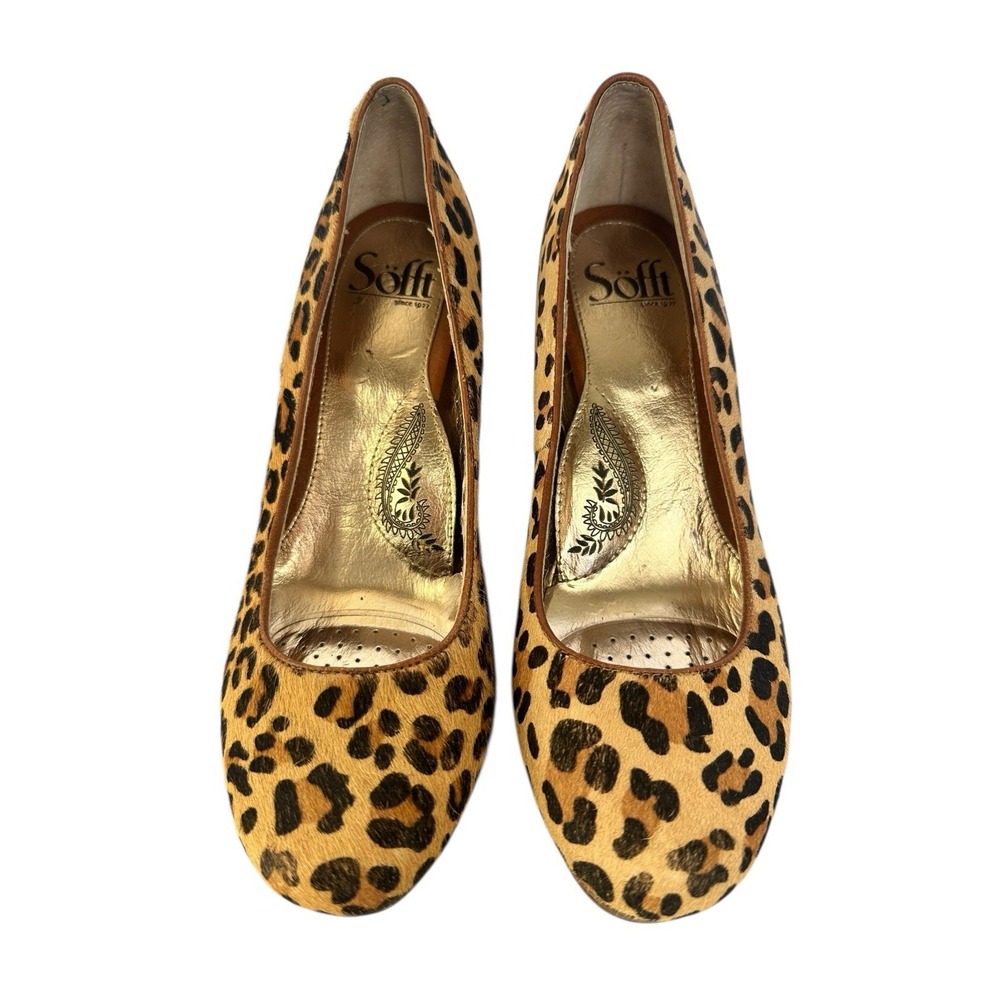 Sofft Broadway Leopard Horse Hair Heels Shoes Women's 7.5M Classy Comfortable